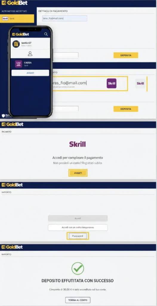 Deposito su GoldBet con Skrill